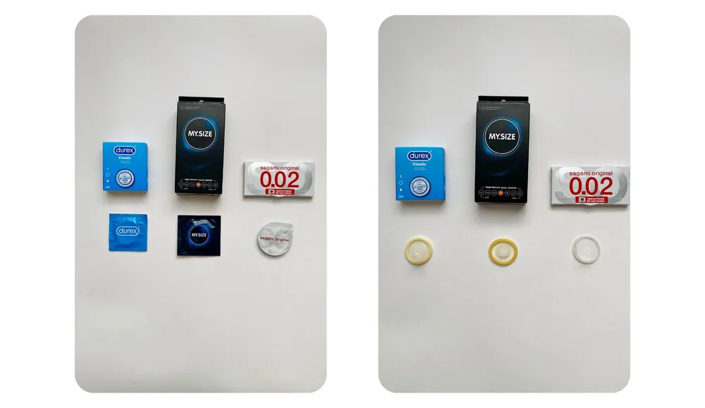 Durex RealFeel, My Size и Sagami Original 0.02